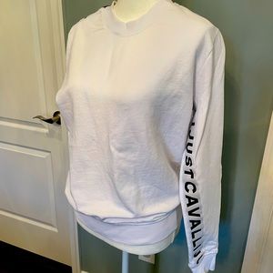 Just Cavalli White sweatshirt with logo sleeves